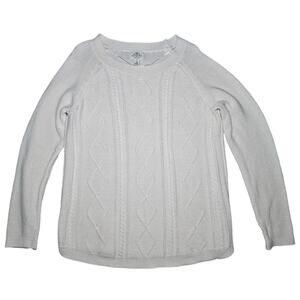 St Johns Bay Womens XL Fisherman Sweater Cream Cable Knit Cozy Chunky Nautical